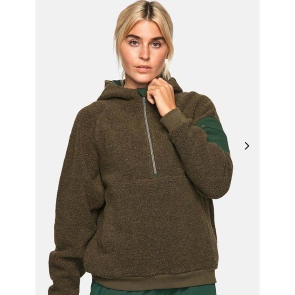 Outdoor Voices MegaFleece Half-Zip Hoodie in Vine